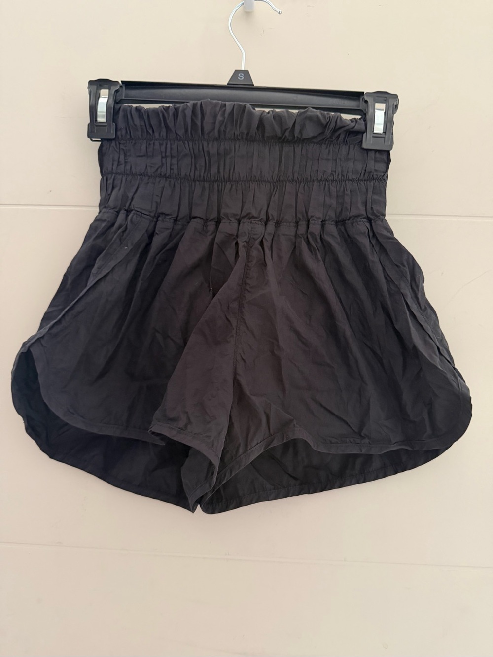 Free People Movement Black High-Waist Smocked Flare Shorts Size Small